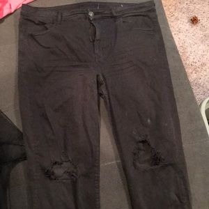American eagle distressed grey/black high waisted
